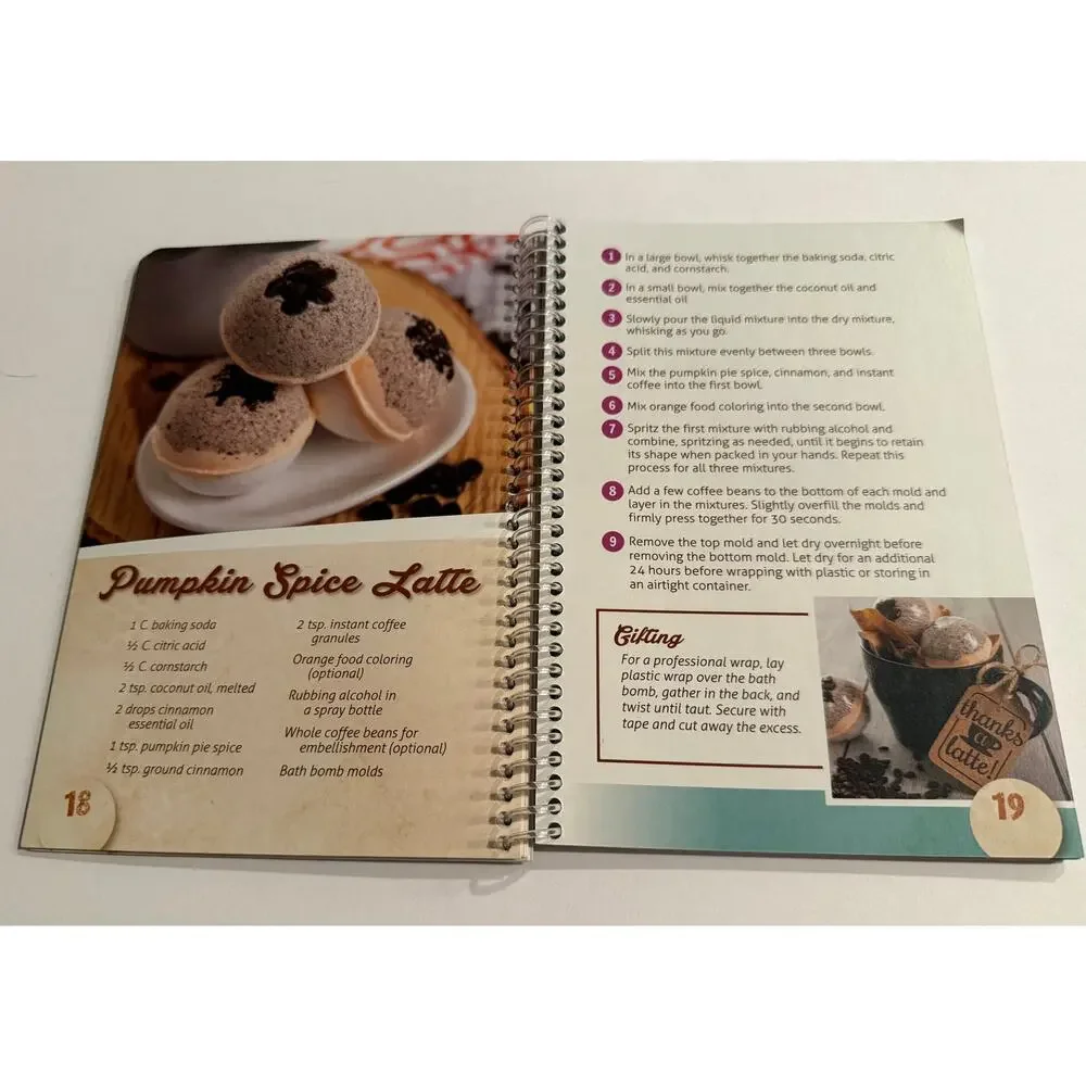 Bath Bombs Salts Scrubs & Teas Spiral Bound Recipe Book DIY Gift